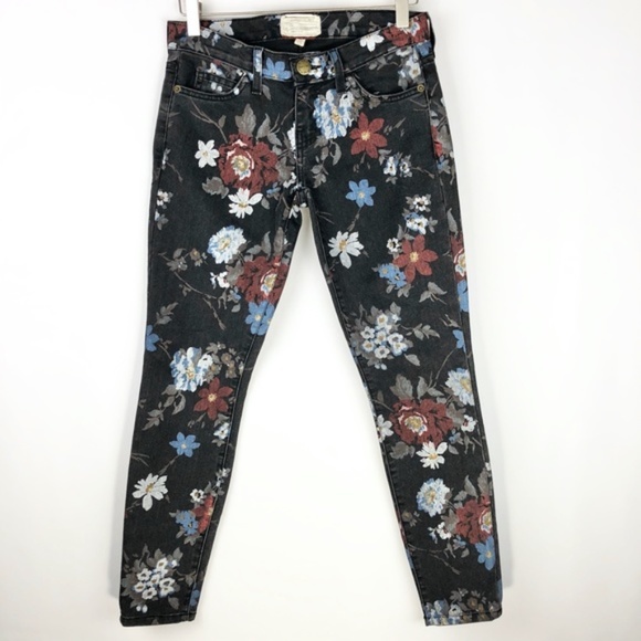 Current/Elliott 'The Stiletto' Black Wild Flower Skinny Jeans - Picture 3 of 13